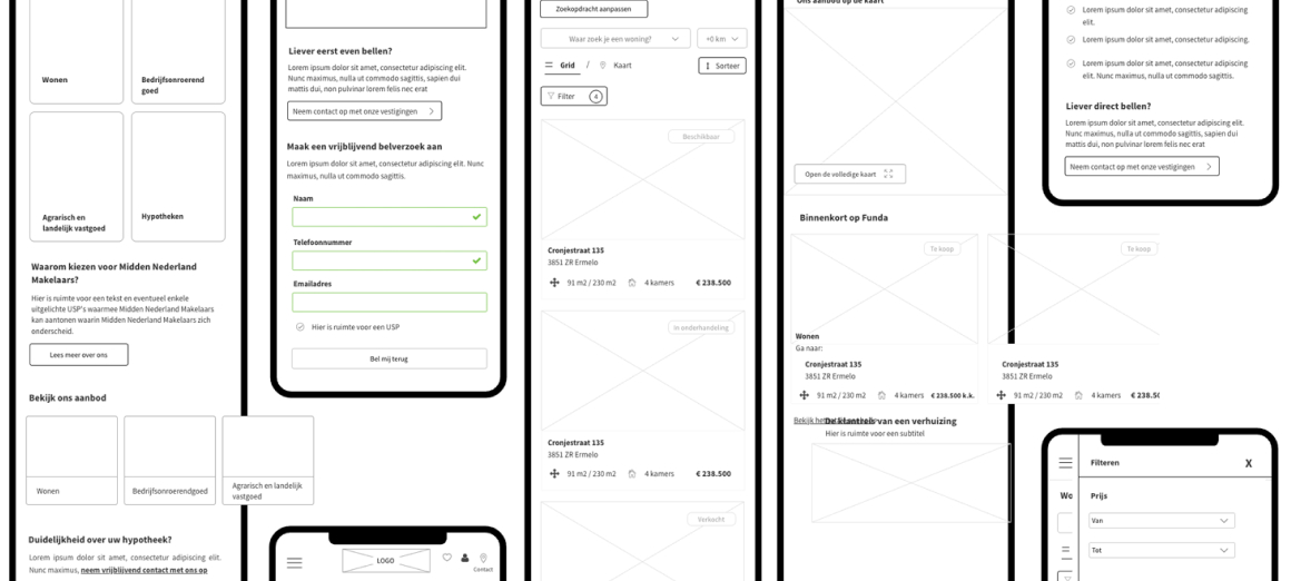 Makelaar wireframe website
