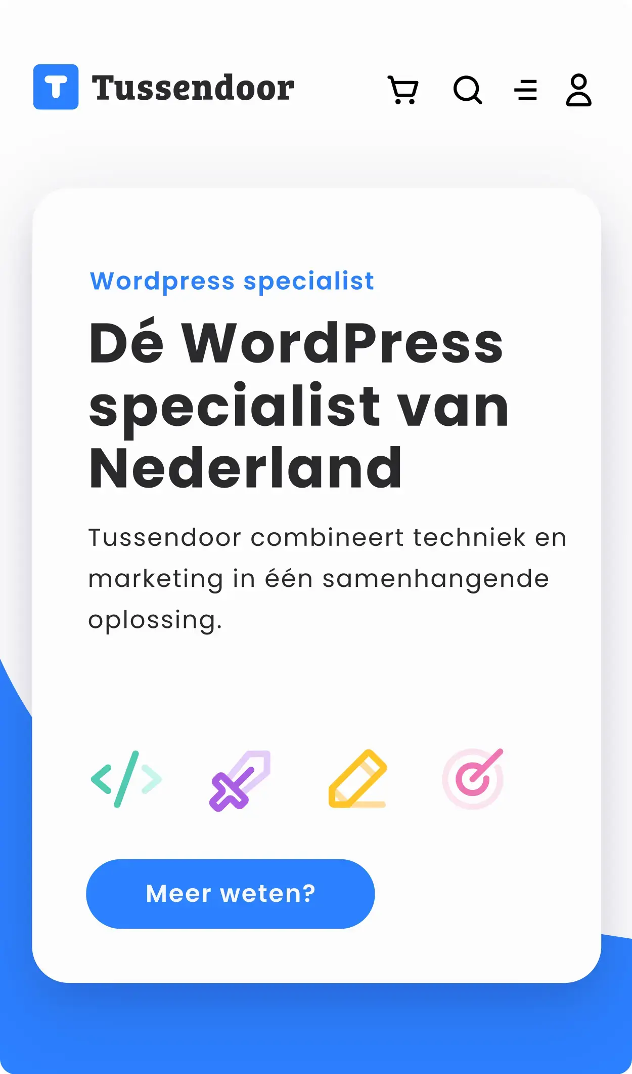 screenshot van homepage mobiel